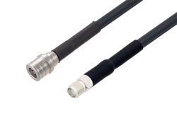 PE3W12892/HS-100CM - QMA Male to SMA Female Low Loss Cable Using LMR-195-UF Coax with HeatShrink in 100CM