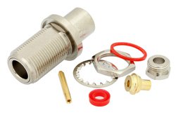 PE4113 - N Female Bulkhead Connector Clamp/Solder Attachment For PE-SR402AL, PE-SR402FL, RG402, .640 inch DD Hole