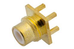 PE4176 - 75 Ohm SMC Jack Connector Solder Attachment Thru Hole PCB, .200 inch x .067 inch Hole Spacing