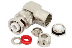 PE4226 - MHV Male Right Angle Connector Clamp/Solder Attachment for RG58, RG55, RG141, RG142, RG223, RG400, RG303, PE-C195, PE-P195, LMR-195