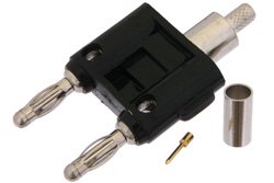 PE4301 - Double Banana Plug Connector Crimp/Solder Attachment for PE-C195, PE-P195, RG58, RG141, RG303, LMR-195, .195 inch