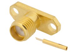 PE4370 - SMA Female Connector Solder Attachment 2 Hole Flange Mount Tab Terminal, .481 inch Hole Spacing