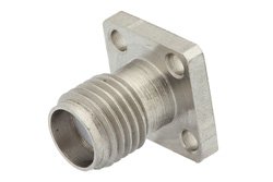 PE44000 - SMA Female Field Replaceable Connector With EMI Gasket 4 Hole Flange Mount .012 inch Pin, .375 inch Flange Size