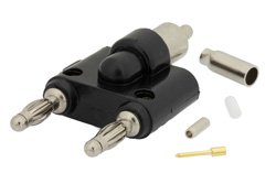 PE44145 - Double Banana Plug Connector Crimp/Solder Attachment for RG174, RG316, RG188, 0.100 inch, PE-B100, PE-C100, LMR-100