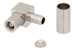 PE45193 - SMC Plug Right Angle Connector Crimp/Solder Attachment for RG58, LMR-195