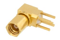 PE45379 - SSMC Plug Right Angle Connector Solder Attachment Thru Hole PCB