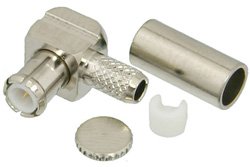 PE4553 - MCX Plug Right Angle Connector Crimp/Solder Attachment for RG174, RG316, RG188, LMR-100, PE-B100, PE-C100, 0.100 inch