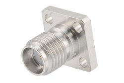 SMA Female Field Replaceable Connector 4 Hole Flange Mount 0.015 inch Pin, .250 inch Hole Spacing with Metal Contact Ring