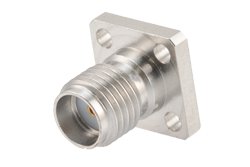 SMA Female Field Replaceable Connector 4 Hole Flange Mount 0.02 inch Pin, .250 inch Hole Spacing with Metal Contact Ring