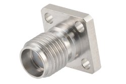 SMA Female Field Replaceable Connector 4 Hole Flange Mount 0.036 inch Pin, .250 inch Hole Spacing with Metal Contact Ring