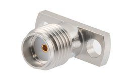 SMA Female Field Replaceable Connector 2 Hole Flange Mount 0.036 inch Pin, .355 inch Hole Spacing with Metal Contact Ring
