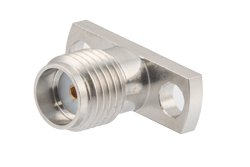 SMA Female Field Replaceable Connector 2 Hole Flange Mount 0.009 inch Pin, .400 inch Hole Spacing with Metal Contact Ring