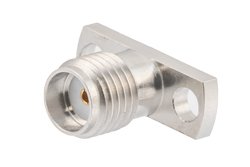 SMA Female Field Replaceable Connector 2 Hole Flange Mount 0.012 inch Pin, .400 inch Hole Spacing with Metal Contact Ring