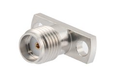 SMA Female Field Replaceable Connector 2 Hole Flange Mount 0.015 inch Pin, .400 inch Hole Spacing with Metal Contact Ring