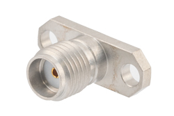 SMA Female Field Replaceable Connector 2 Hole Flange Mount 0.015 inch Pin, .481 inch Hole Spacing, with Metal Contact Ring