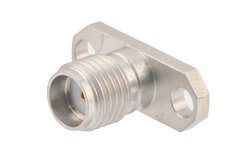 SMA Female Field Replaceable Connector 2 Hole Flange Mount 0.036 inch Pin, .481 inch Hole Spacing, with Metal Contact Ring
