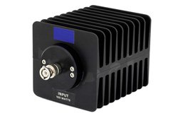 PE7026-10 - 10 dB Fixed Attenuator, BNC Male To BNC Female Directional Black Anodized Aluminum Heatsink Body Rated To 100 Watts Up To 1000 MHz