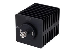 PE7026-20 - 20 dB Fixed Attenuator, BNC Male To BNC Female Directional Black Anodized Aluminum Heatsink Body Rated To 100 Watts Up To 1000 MHz