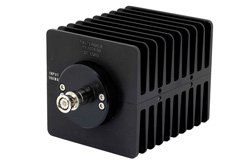 PE7026-30 - 30 dB Fixed Attenuator, BNC Male To BNC Female Directional Black Anodized Aluminum Heatsink Body Rated To 100 Watts Up To 1000 MHz