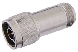 PE7047-4 - 4 dB Fixed Attenuator, N Male to N Female Passivated Stainless Steel Body Rated to 2 Watts Up to 12.4 GHz