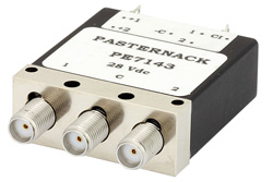 PE7143 - SPDT Electromechanical Relay Latching Switch, DC to 18 GHz, up to 85W, 24V, Indicators, Self Cut Off, SMA