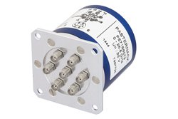 PE71S6079 - SP6T Electromechanical Relay Latching Switch, Terminated, DC to 26.5 GHz, up to 240W, 28V Self Cut Off, Reset, Diodes, SMA