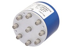 PE71S6080 - SP8T Electromechanical Relay Latching Switch, Terminated, DC to 18 GHz, up to 240W, 28V Indicators, Reset, SMA