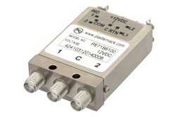 PE71S6100 - SPDT Electromechanical Relay Latching Switch, DC to 26.5 GHz, 20W, 12V Indicators, TTL, Self Cut Off, Diodes, SMA