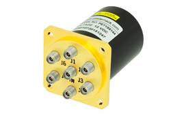 SP6T Electromechanical Relay Switch DC to 40 GHz, 2.92mm, 10 Watts, 12V Control with Normally Open, Indicators, TTL