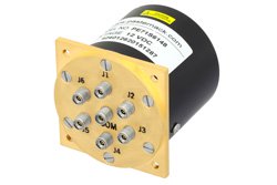 SP6T Electromechanical Relay Switch DC to 40 GHz, 2.92mm, 10 Watts, 12V Control with Latching, Indicators, TTL