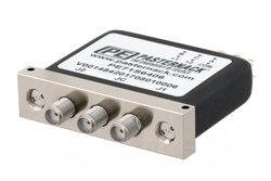 PE71S6406 - SPDT Electromechanical Relay Latching Switch, Terminated, DC to 18 GHz, up to 90W, 24V, Indicators, SMA