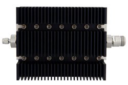 PE7215-10 - 10 dB Fixed Attenuator, SMA Male To N Female Directional Black Anodized Aluminum Heatsink Body Rated To 100 Watts Up To 6 GHz