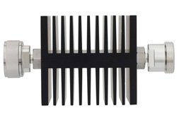 PE7312-10 - 10 dB Fixed Attenuator, 7/16 DIN Male To 7/16 DIN Female Directional Black Anodized Aluminum Heatsink Body Rated To 50 Watts Up To 7.5 GHz