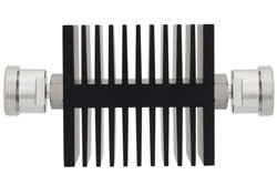 PE7313-10 - 10 dB Fixed Attenuator, 7/16 DIN Female To 7/16 DIN Female Directional Black Anodized Aluminum Heatsink Body Rated To 50 Watts Up To 7.5 GHz