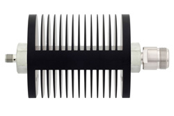 PE7361-3 - 3 dB Fixed Attenuator, SMA Female to N Female Black Anodized Aluminum Heatsink Body Rated to 25 Watts Up to 18 GHz