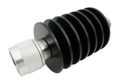 PE7426-03 - 3 dB Fixed Attenuator, N Male to N Female Black Anodized Aluminum Heatsink Body Rated to 25 Watts Up to 18 GHz