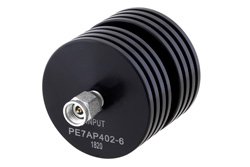 PE7AP402-6 - 6 dB Fixed Attenuator, 2.92mm Male to 2.92mm Female Black Anodized Aluminum Heatsink Body Rated to 10 Watts Up to 40 GHz