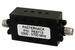 PE8713 - 4 Section Bandpass Filter With SMA Female Connectors Operating From 3.3 GHz to 3.7 GHz With a 400 MHz Passband