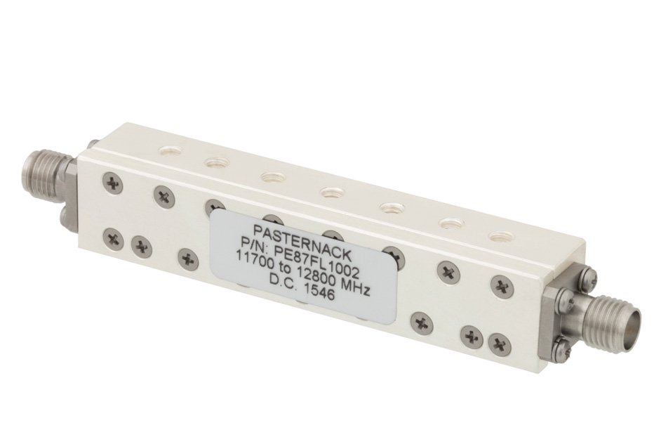 PE87FL1002 - 7 Section Bandpass Filter With SMA Female Connectors Operating From 11.7 GHz to 12.8 GHz With a 1.1 GHz Passband