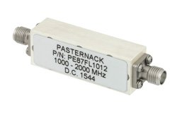 PE87FL1012 - 11 Section Bandpass Filter With SMA Female Connectors Operating From 1 GHz to 2 GHz With a 1,000 MHz Passband