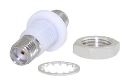 PE9067 - Isolated Ground SMA Female to SMA Female Bulkhead Mount Adapter, with Plastic Isolator