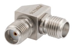 PE91176 - Precision SMA Female to SMA Female Miter Right Angle Adapter, 27 GHz