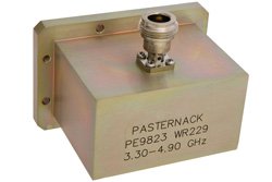 PE9823 - WR-229 CMR-229 Flange to N Female Waveguide to Coax Adapter Operating from 3.3 GHz to 4.9 GHz