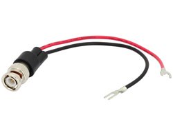 PE9906 - 75 Ohm BNC Male to Spade Lug Adapter Breakout With 6 Inch Length Using Red and Black Wires