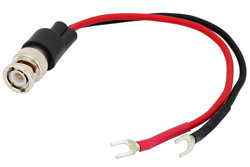 PE9907 - 75 Ohm BNC Male to Spade Lug Adapter Breakout With 6 Inch Length Using Red and Black Wires