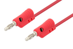 PE9930-12-R - Banana Plug to Banana Plug Cable 12 Inch Length Using Red Wire