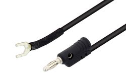 PE9936-12-B - Banana Plug to Spade Lug Cable 12 Inch Length Using Black Wire
