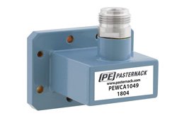 PEWCA1049 - WR-137 CMR-137 Flange to Type N Female Waveguide to Coax Adapter, 5.85 GHz to 8.2 GHz, C Band, Aluminum, Paint