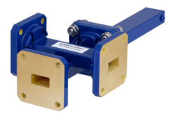 PEWCT1008 - WR-51 Waveguide 20 dB Crossguide Coupler, 3 Port Square Cover Flange, 15 GHz to 22 GHz, Bronze