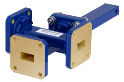 PEWCT1009 - WR-51 Waveguide 30 dB Crossguide Coupler, 3 Port Square Cover Flange, 15 GHz to 22 GHz, Bronze